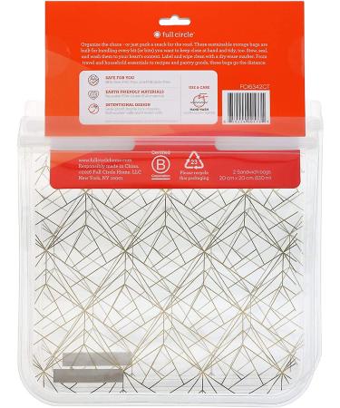 Full Circle ZipTuck Reusable Sandwich Bags - Gold Geo Design (2 Pack) - Buy Online on SooperMarket.com