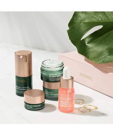 Biossance Overachievers Set: Squalane + Lactic Acid Night Serum Bundle for Hydration, Exfoliation, and Smoothing Fine Lines - Includes Travel Size Best Sellers (5 items) - Buy Online on SooperMarket.com