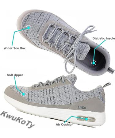 KWUKOTY Men's Walking Shoes Wide Size 7.5-12, Orthopedic Plantar Fasciitis Relief, Diabetic Comfort, Grey - Buy Online on SooperMarket.com