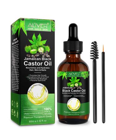 Jamaican Black Castor Oil for Hair 100% Pure  Cold Pressed Stimulate Growth for Hair Eyelashes  Eyebrows.Skin Moisturizer & Hair Oil and Body Oil - Moisturizing Massage Oil for Aromatherapy(60ml)