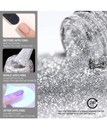 GAOY Reflective Glitter Gel Nail Polish Set - 6 Colors Including Pink, Red, Silver Holographic | UV LED Soak Off, DIY Manicure Kit for Home & Salon Varnish | Pop Reflective Shine - Buy Online on SooperMarket.com