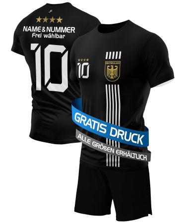 De fanshop germany jersey em 2024 children young men football jersey set with shorts black football shirt with its own name original gift
