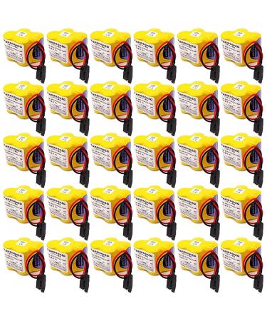 WELLVEUS 30 Pack BR-2/3AGCT4A 6V Battery for Fanuc A98L-0031-0025 4400mAh (Black Connector)