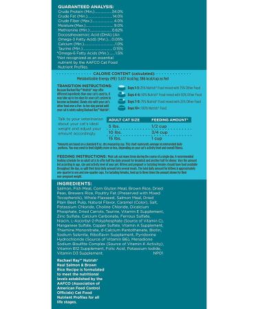 Rachael Ray Nutrish Salmon & Brown Rice Dry Cat Food 3lb - Premium Natural Formula - Buy Online on SooperMarket.com