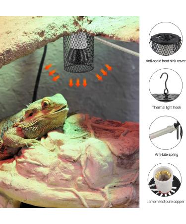 Reptile Heat Lamp with Guard 100W Ceramic Heating Lamp with Anti Hot Bracket Cage Lampshade Holder Heater Lighting Infrared Reptile Heat Bulb for Bearded Dragon Lizard Tortoise Snake Birds UK Plug - Buy Online on SooperMarket.com