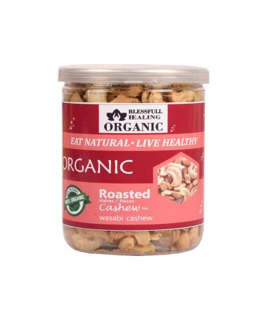 Blessfull Healing Organic Natural Vegan Wasabi Roasted Halves/Pieces Cashew Nuts Crunchy Kaju 250 Gram