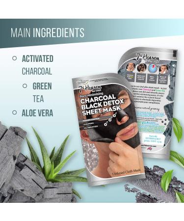 7th Heaven Charcoal Black Dexot Sheet Mask for Men with Charcoal and Green Tea to Draw Out Dirt Absorb Excess Sebum and Minimise Pores for a Rejuvenated Complexion - Ideal for All Skin Types - Buy Online on SooperMarket.com
