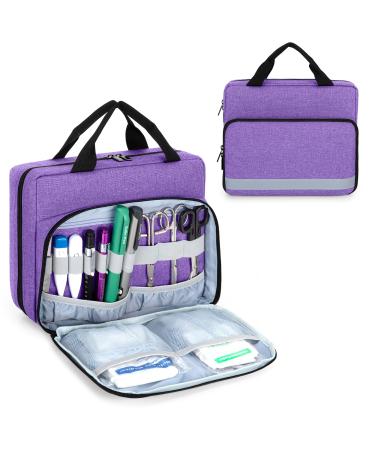 Trunab Padded Stethoscope Case Small First Aid Kit Bag Empty Hold Two Stethoscopes Compatible with 3M Littmann/MDF/ADC Ideal for Home Car Camping and Hiking Purple