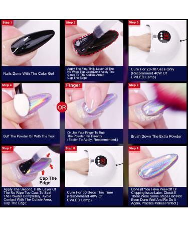 Holographic Nail Powder Set - Chrome Rainbow Unicorn Effect with Sponge Tool - 3pcs 0.04oz - Nail Art Glitter Dust for DIY Manicure - Buy Online on SooperMarket.com