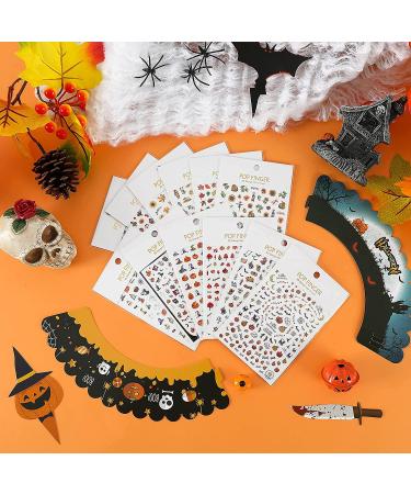 Whaline Autumn & Halloween Nail Art Stickers - 12 Sheets, Fall Leaves, Pumpkin, Bat, Ghost Patterns, Self-Adhesive Nail Decoration for Women, Girls - Perfect for Autumn Halloween Party Favors and DIY Nails - Buy Online on SooperMarket.com