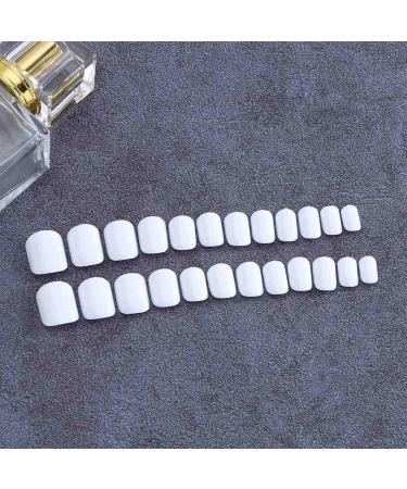 Yalice White Press on Nail Square Short Fake Nails - 24Pcs Full Cover Glossy Stick on Nails for Prom, Wedding - Acrylic False Nails for Women and Girls - Buy Online on SooperMarket.com