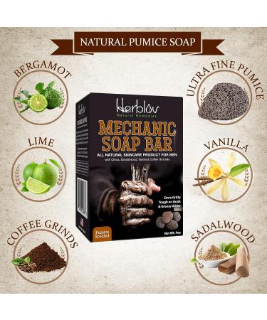 Men's Natural Mechanic Soap | 4oz Exfoliating Bar for Hands & Body | Tough on Grime with Citrus, Sandalwood, Vanilla & Coffee Grounds | Handcrafted Quality Soap for Him - Buy Online on SooperMarket.com