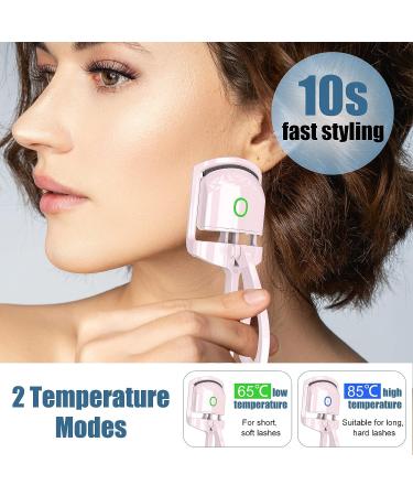 Heated USB Rechargeable Electric Eyelash Curler - Quick Pre-Heat Technology for Natural and Long Lasting Curl - Pink - Buy Online on SooperMarket.com