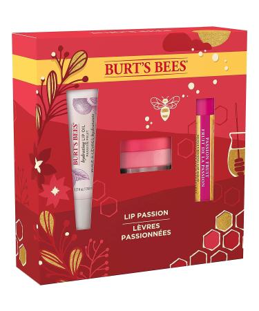 Burt's Bees Christmas Lip Care Set - Passionfruit Balm, Overnight Treatment & Hydrating Oil - Buy Online on SooperMarket.com