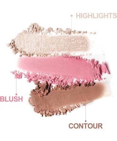 RoseFlower 3-in-1 Highlighting Blush & Contour Palette | Portable Concealer Set for All Skin Types | Makeup Gift for Girls & Women - Buy Online on SooperMarket.com