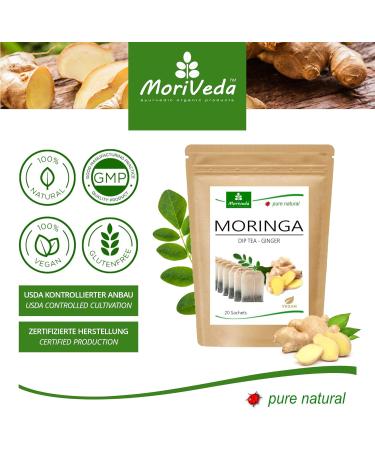 MoriVeda 100% Natural & Vegan Moringa Tea - Apple-Cinnamon Pomegranate Ginger Mint Blend (20 Bags) - Buy Online on SooperMarket.com