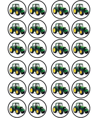 24 Green Tractor Edible Cake Topper Farm Party Decorations Tractor Birthday Decorations Farmer Cupcake Toppers Farm Cake Decorations Tractor Gifts For Men Tractor Party Digger Cake Topper - Buy Online on SooperMarket.com