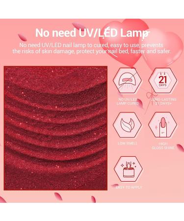 Modelones 12Pcs Dip Powder Nail Kit Valentine's Day Set - Red White Glitters Dipping Powder System with Base & Top Coat Activator - French Nail Art Manicure Tools - Buy Online on SooperMarket.com