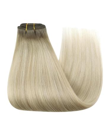 Youngsee Clip In Extensions - Real Hair Blond Ombre 30cm Dark Ash Blonde & Platinum Highlights - 80g Remy Hair - 7Pcs #18/60a/60 - Buy Online on SooperMarket.com