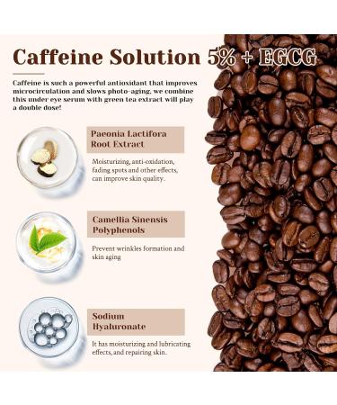 Trendyfave Caffeine Eye Serum Caffeine Solution 5% + EGCG Under Eye Cream for Dark Circles and Puffy Eyes Fade Fine Line Eye Bag Removal Anti Aging Eye Serum 30ml - Buy Online on SooperMarket.com