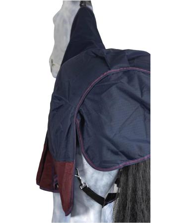 RL24 Weiddecke Full Neck 600D Waterproof Horse Blanket | Transition Rain Sheet | Polarfleece Lining | Size 145 cm Navy/Brown - Buy Online on SooperMarket.com