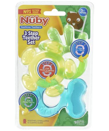 Nuby 3 Step Soothing Teether Set - BPA Free | Colors May Vary | Multi Pack - Buy Online on SooperMarket.com