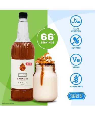 Simply Sugar Free Caramel Syrup - Low Calorie Vegan & Nut Free (1 Litre) - Perfect for Coffee, Cocktails & Baking - Buy Online on SooperMarket.com