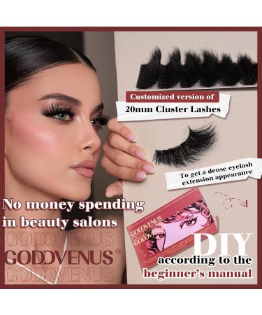 Goddvenus Eyelash Extension Kit Fluffy Individual Eyelashes Kit 20mm D Curl Russian Cluster Lashes Thick Eyelash Clusters Kit with Lash Individuals Bond and Seal Eyelash Applicator D-96D - Buy Online on SooperMarket.com