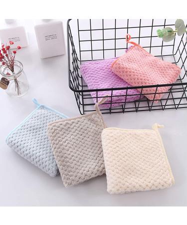 Onlup Hanging Hand Towels Set - Super Absorbent Small Towels for Kitchen & Bathroom - Set of 5 (Beige, Pink, Purple, Gray, Blue) - Buy Online on SooperMarket.com