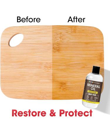 AZEN 16oz Food Grade Mineral Oil for Cutting Boards - Protect & Restore Wood with Brush - Buy Online on SooperMarket.com