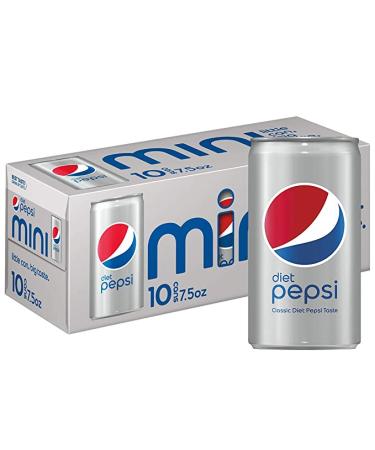 Diet Pepsi Soda 7.5 Ounce Mini Cans 10 Pack