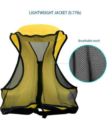 OMOUBOI Inflatable Snorkel Vest Adult Swimming Jacket - Yellow, 90-220 lbs | Dive, Surf, Swim Safely in Water Sports - Buy Online on SooperMarket.com