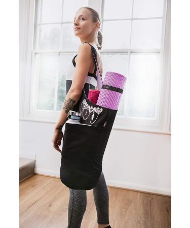 Zenifit Yoga Mat Bag - Long Tote with Pockets | Holds More Yoga Accessories | Cute & Stylish Mat Holder | Bonus Mat Strap Elastics | Practical Carriers for Women | Black & Lavender Purple - Buy Online on SooperMarket.com