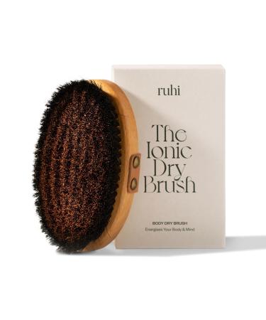 Ruhi monastery brush/ionic body dry brush/energy brush/copper brush for dry brush massage 100% natural bristles/manufactured in Germany/FSC-certified beech wood/against cellulite wood color beige black 1 piece (1 Pack)