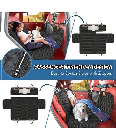 5-in-1 Dog Car Seat Cover for Back Seat | Waterproof & Scratchproof Car Hammock for Dogs | Nonslip & Mesh Window Car Pet Seat Protector with Belt | Fits Cars, Trucks, SUVs | Black 53x59 - Buy Online on SooperMarket.com