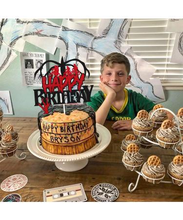 Stranger Birthday Cake Topper for Kids - Black Glitter Cartoon Themed Party Supplies - Buy Online on SooperMarket.com