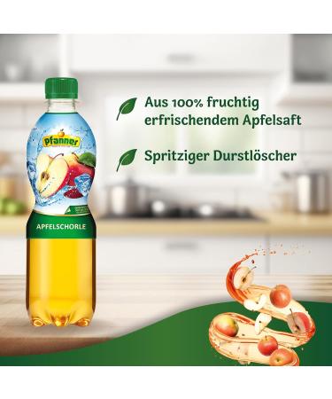 Pfanner Apple Spritzer (6 x 0.5L) - 55% Fruit Content No Added Sugar Carbonated Fruit Drink Bulk Pack - Buy Online on SooperMarket.com