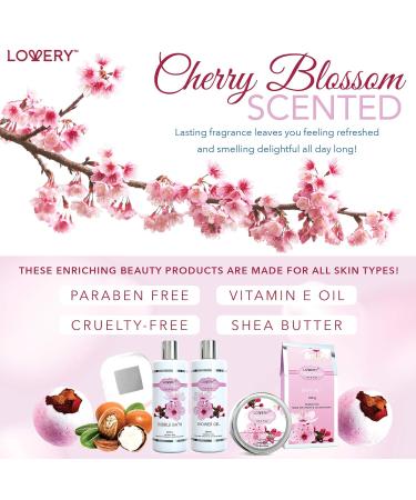 Cherry Blossom Spa Gift Basket Set for Women - Luxury Bath and Body Set with Lotions, Bath Bombs, Mirror, Travel Bag - Perfect Christmas Gift - Buy Online on SooperMarket.com