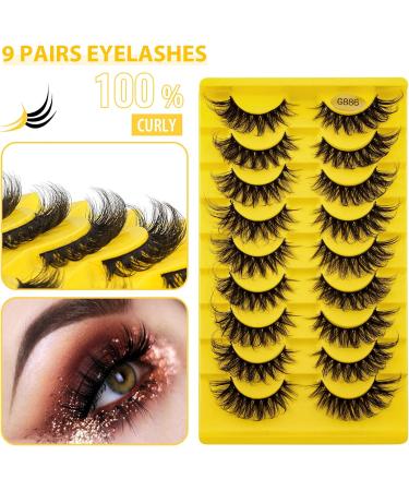 6D Cat Eye False Eyelashes - 9 Pairs of Natural Curly and Dramatic Fluffy Mink Lashes (G886) - Buy Online on SooperMarket.com