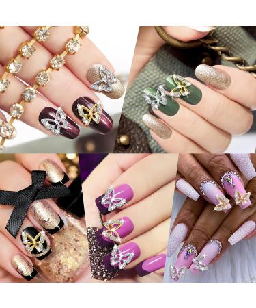 Noverlife 26PCS 3D Alloy Butterfly Nail Charms with Crystal Diamonds - Gold & Silver - Buy Online on SooperMarket.com