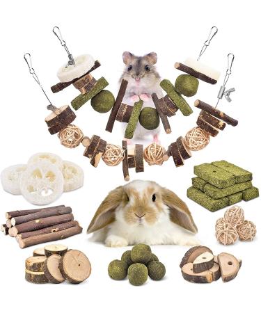 Erkoon 70PCs rabbits toys small animals Kielezeugen Hasen Natural Timothy-Gras Kaub fen Kaubber Wooden chain Grass toy dental care for bunnies chinchilla hamster guinea pig racing mice