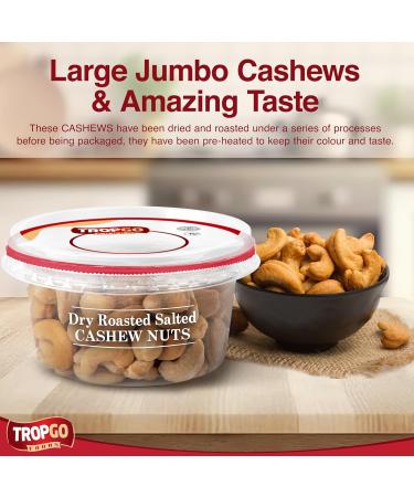Tropgo Dry Roasted Salted Kosher Cashew Nuts - Guilt-Free Roasted Peanut Snack in a Resealable and Recyclable Tub - Fibre and Protein Rich Healthy Cashew Nuts - Vegan Nuts Snack for all Ages (180G) - Buy Online on SooperMarket.com