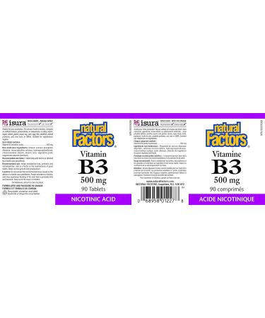 NATURAL FACTORS B-3 Niacin 500Mg 90 Count - Buy Online on SooperMarket.com