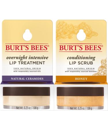 Burt's Bees Lip Balm  Moisturizing Lip Care Overnight Intensive Lip Treatment & Conditioning Lip Scrub  0.25 Ounce each (Packaging May Vary) 0.50 Ounce (Pack of 1)