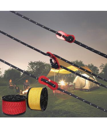 Hikeman 50m Reflective Guyline Nylon Camping Rope with Aluminum Adjuster - Yellow 3mm - Buy Online on SooperMarket.com