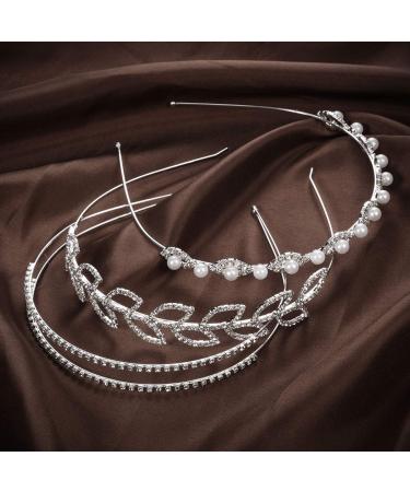 6-Piece Crystal Flower & Leaves Crown Headband Set for Bride & Bridesmaids - Wedding Party Headdress (Style 1) Silver - Buy Online on SooperMarket.com