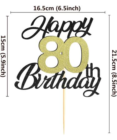 Shop Sumerk 80th Birthday Cake Attachments - Gold & Black Decorations | 1 Pack for Perfect Celebration - Buy Online on SooperMarket.com