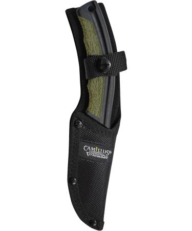Camillus 19286 BT-8.5 Hunting Knife - 8.9 cm Aus-8 Steel Blade with Ballistic Nylon Sheath - Black/Green GfN/TPE Handle - Ideal for Outdoor Adventures - Buy Online on SooperMarket.com