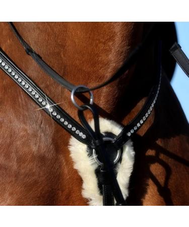 Tysons Breeches 5 Point Breastplate - Halla Lambskin Rhinestone Glitter Leather Black with Martingale for Thoroughbreds - International Shipping Available - Buy Online on SooperMarket.com