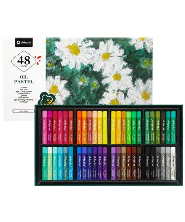 Artecho Oil Pastels Set of 48 Colors  Soft Oil Pastels for Art Painting  Drawing  Blending  Oil Crayons Pastels Art Supplies for Artists  Beginners  Students  Teachers 48 Count (Pack of 1)
